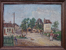 Öl-Gemälde mit Darstellung  "Dorfidylle" von Heinrich Ziegler, vor 1925