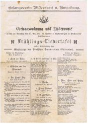 "Liedertafel" Wilfersdorf und Umgebung, Vortragsordnung u. Liederworte, Frühling 1927