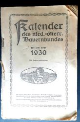 Kalender des "Niederösterreichischen Bauernbundes", 1930