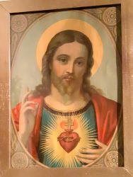 2 Lithografien, Gemäldepaar "Herz-Jesu", nach Fridolin Leiber um 1900 