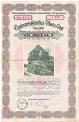 10 Schilling Baulos, österr. Lotterieanlehen für Wohnungszwecke von 1926
