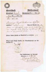 Gewährschein der Herrschaft Wilfersdorf aus dem Jahr 1843 