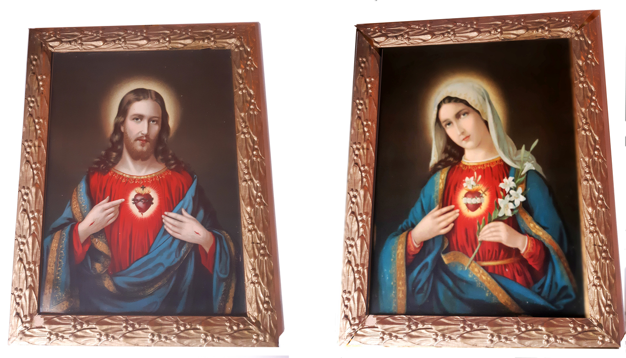 Gemäldepaar "Herz Jesu" 19.Jh.