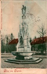 Eisgrub Ansichtskarte Jubiläumsbrunnen